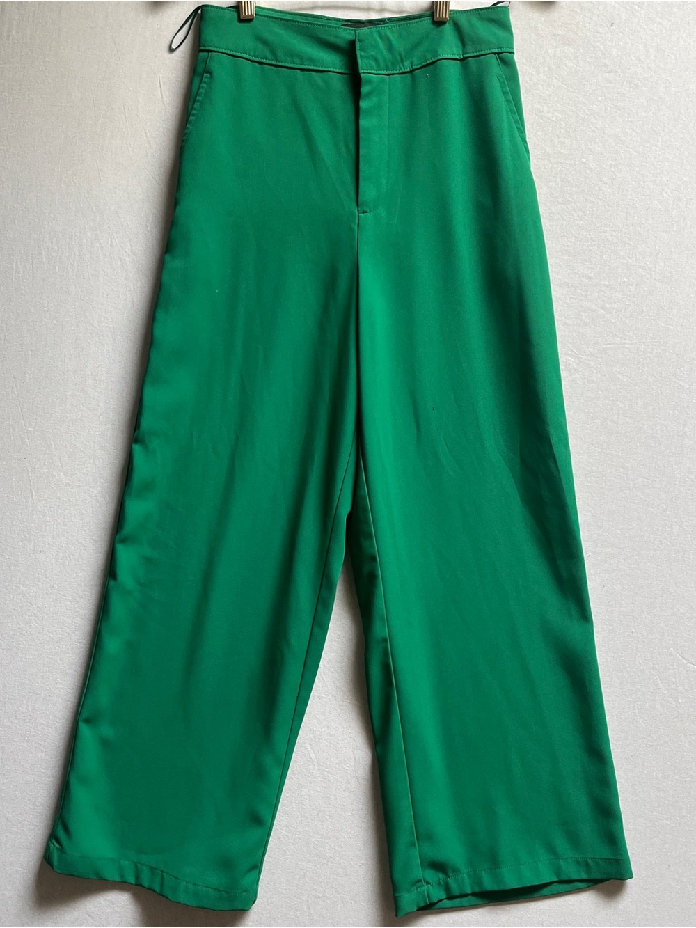 Plains & Prints Bright Green High Waist Wide Leg Trousers Pants Sz M
